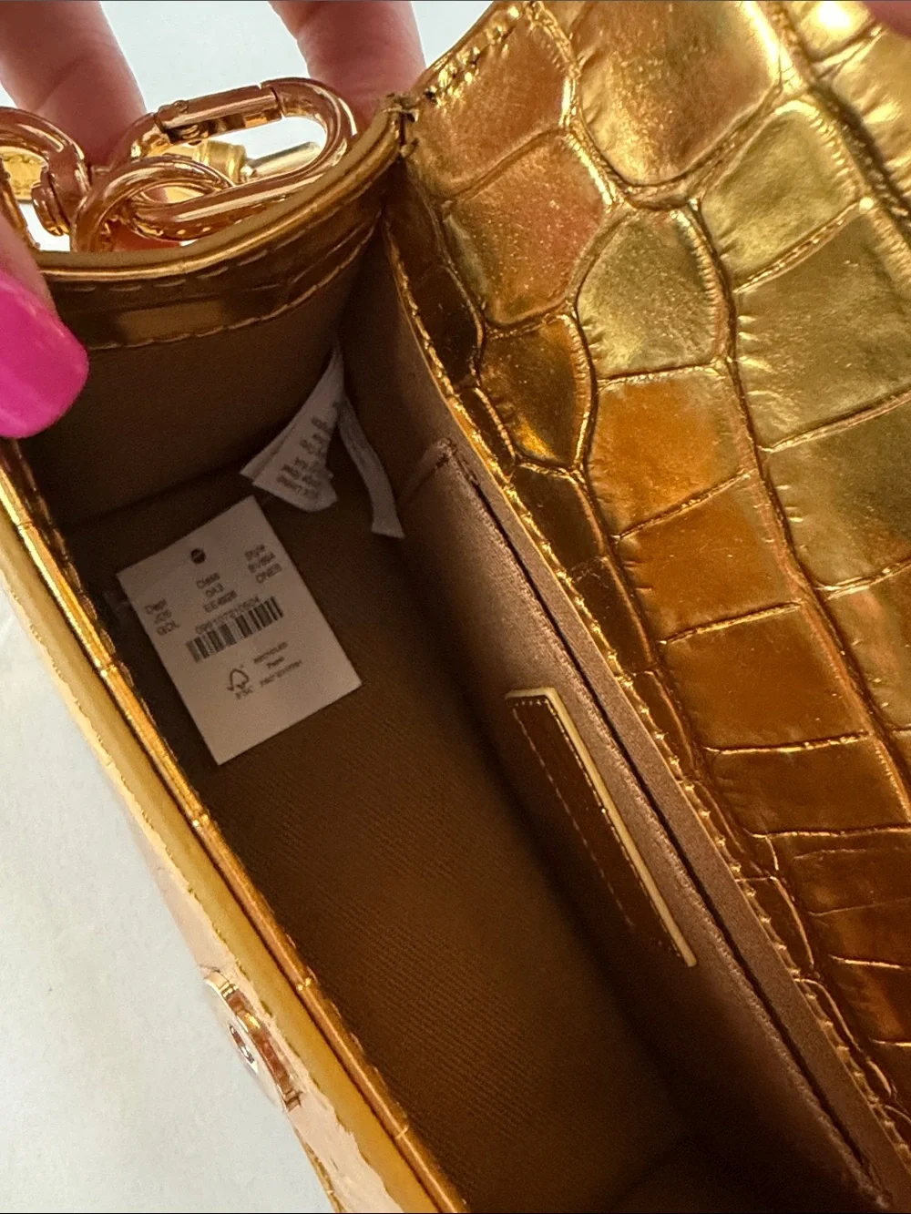 J.Crew Gracie top-handle bag in croc-embossed metallic leather NWT - Picture 8 of 8